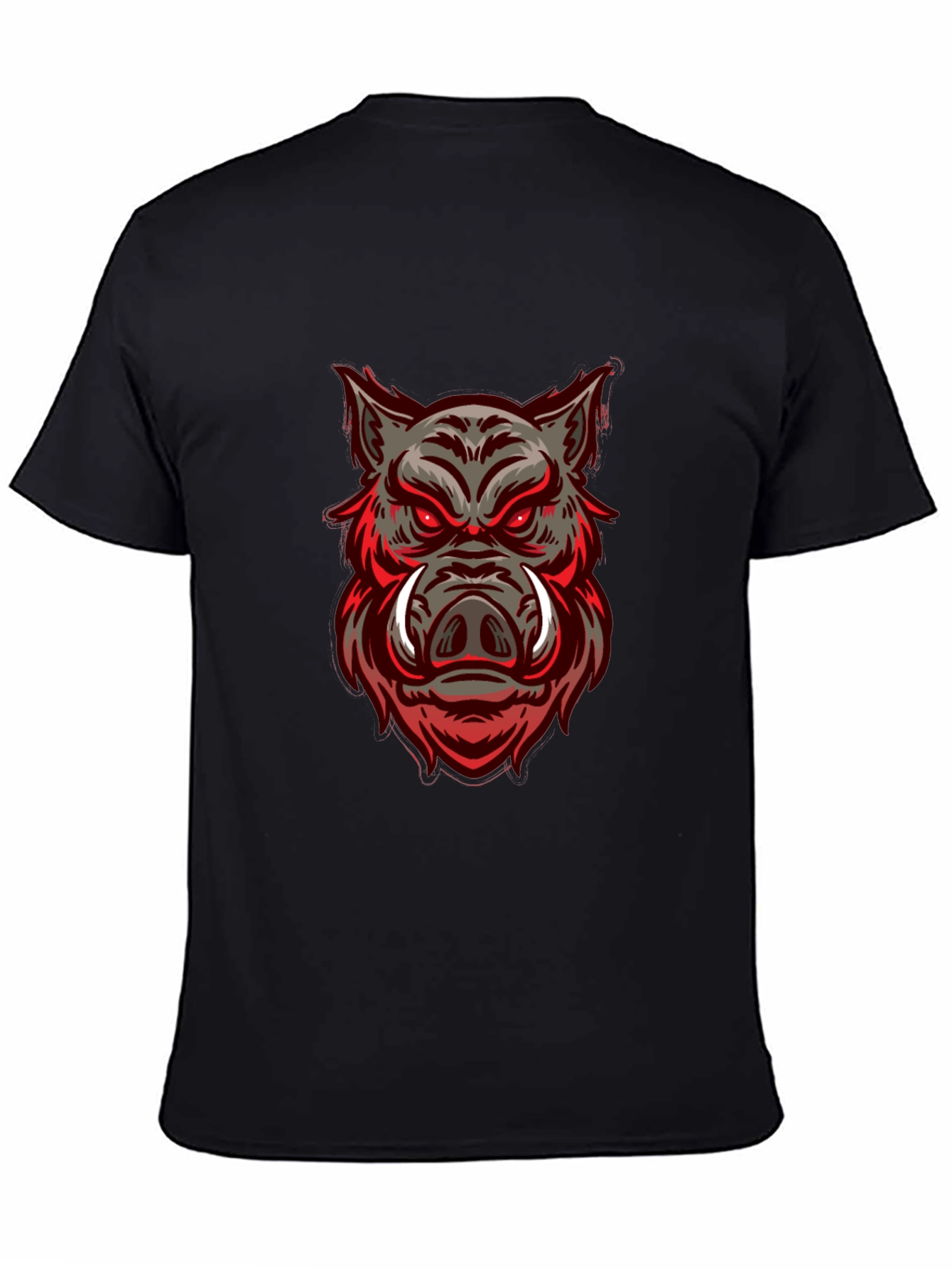 Boar Graphic Print Black Crew Neck T-Shirt