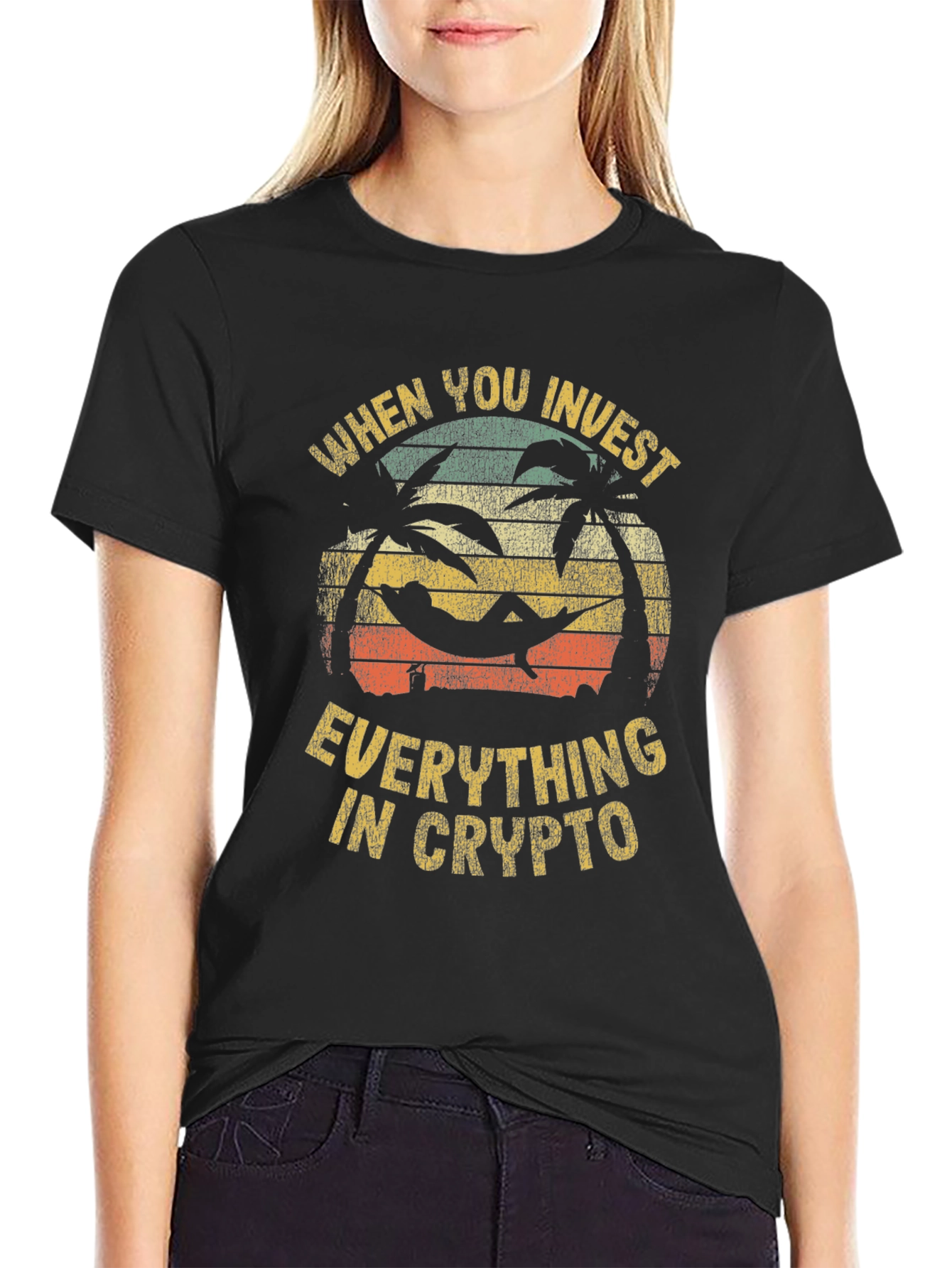 Crypto Investment T-Shirt: Beach Hammock Design
