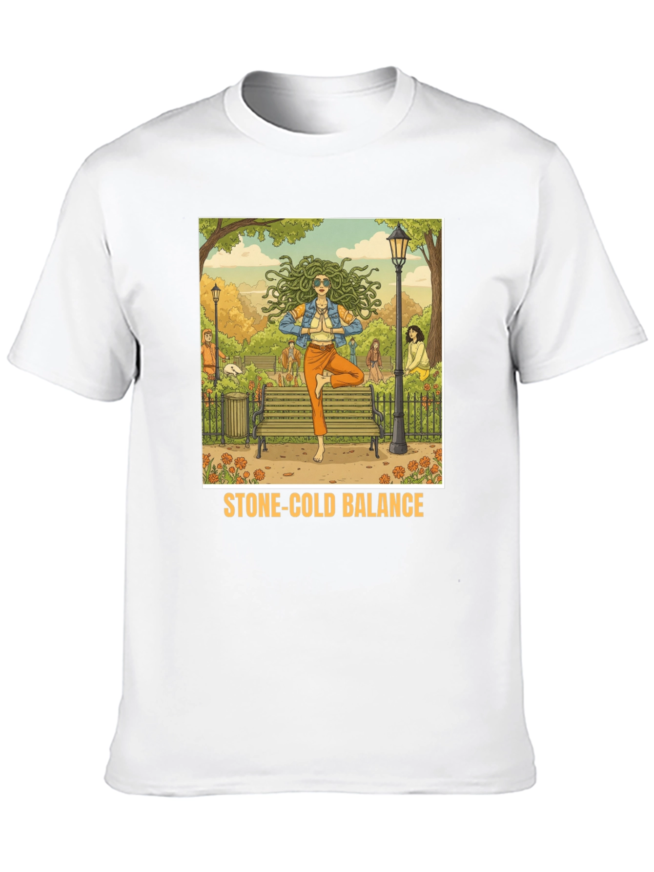 Stone-Cold Balance T-Shirt: Medusa Yoga Design