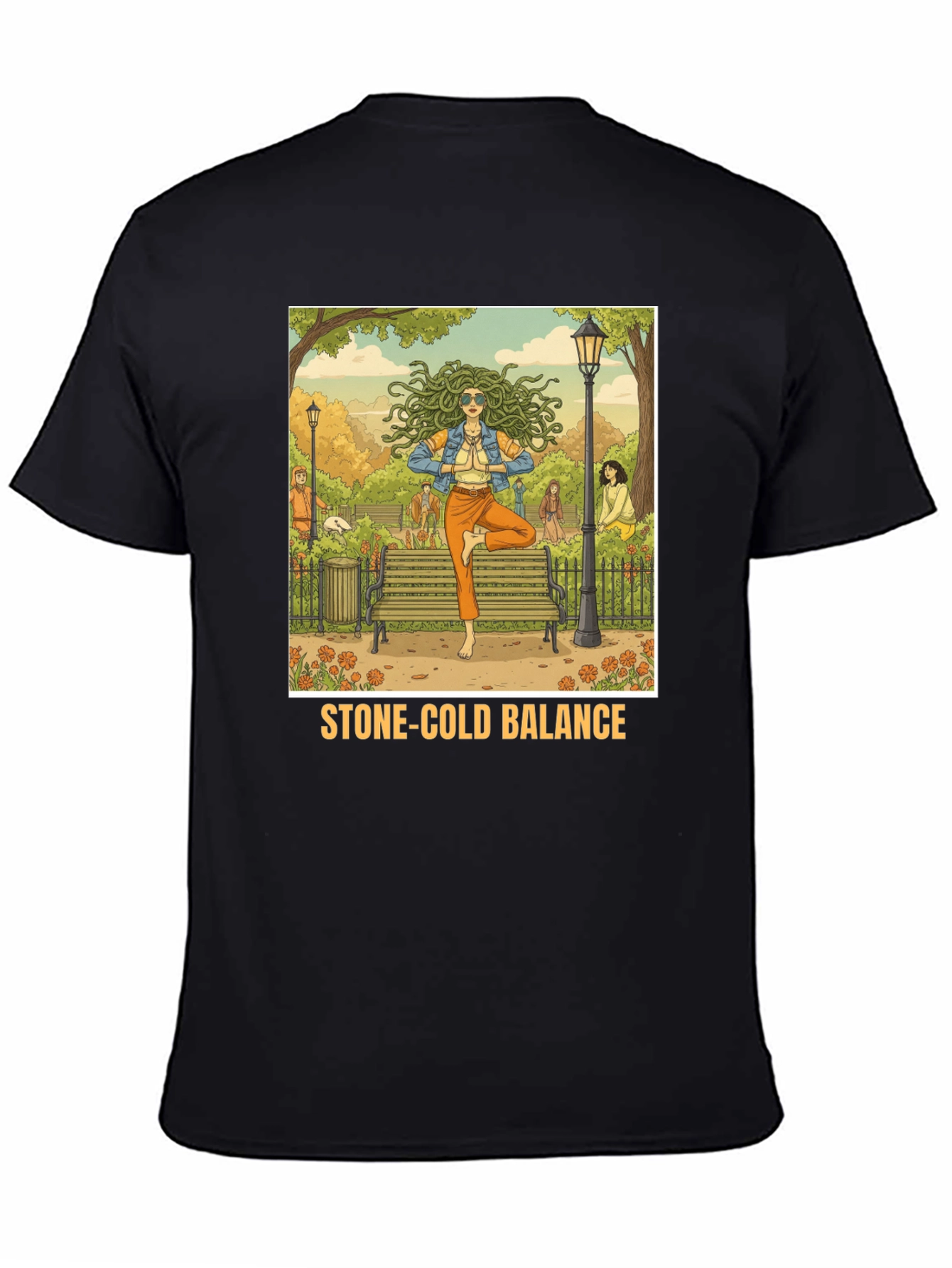 Stone-Cold Balance T-Shirt: Medusa Yoga Design