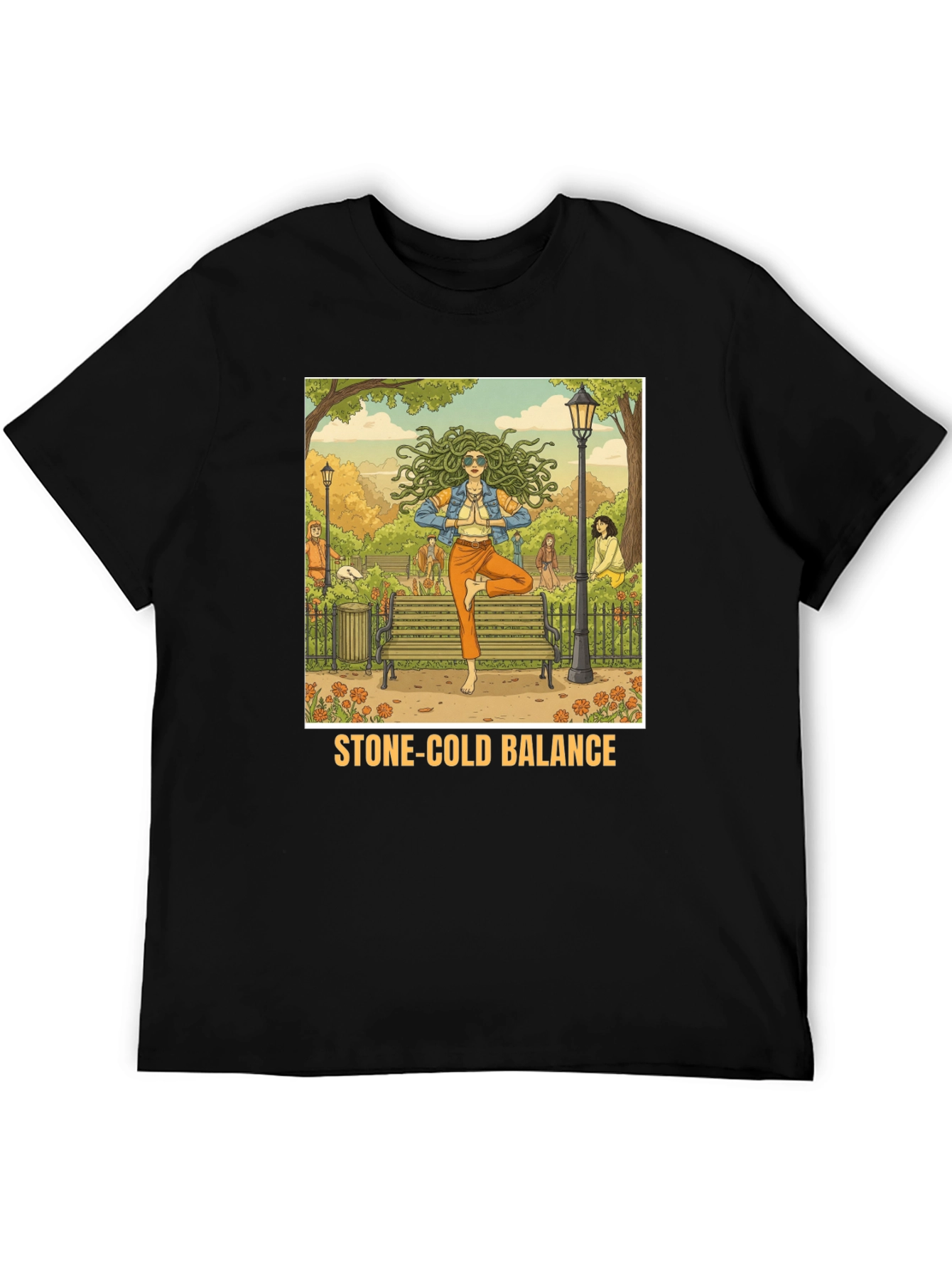 Stone-Cold Balance T-Shirt: Medusa Yoga Design