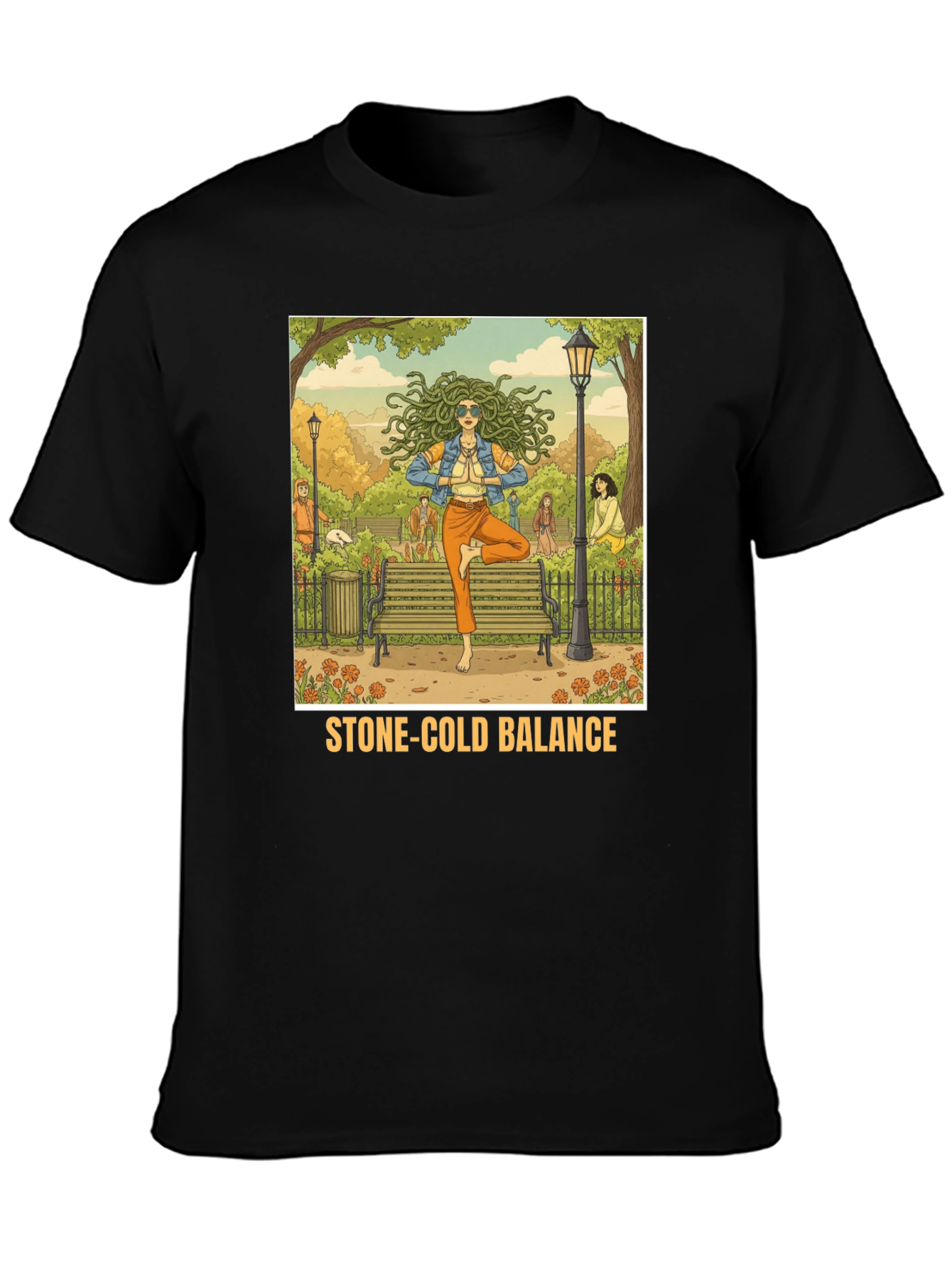 Stone-Cold Balance T-Shirt: Medusa Yoga Design