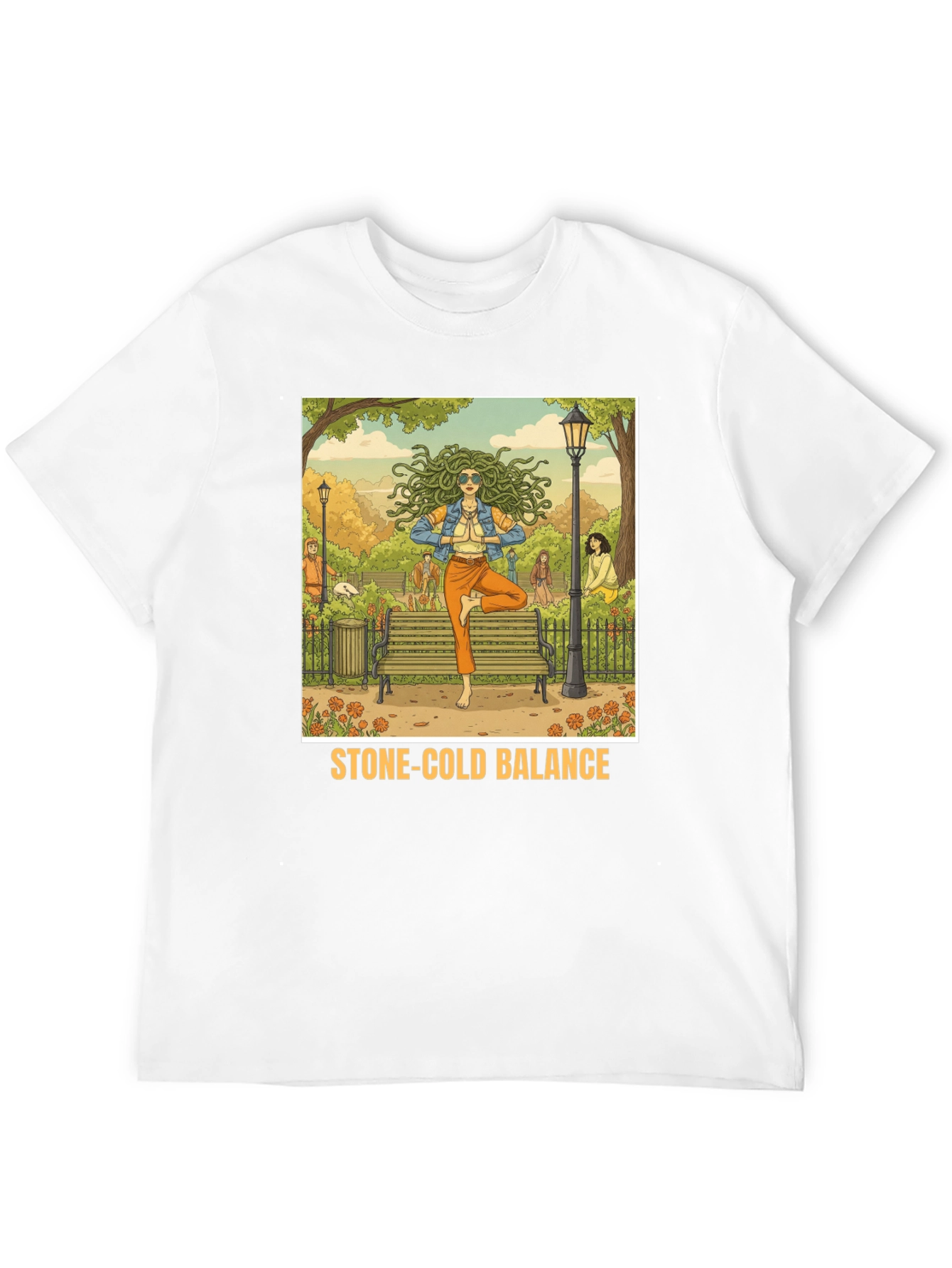 Stone-Cold Balance T-Shirt: Medusa Yoga Design