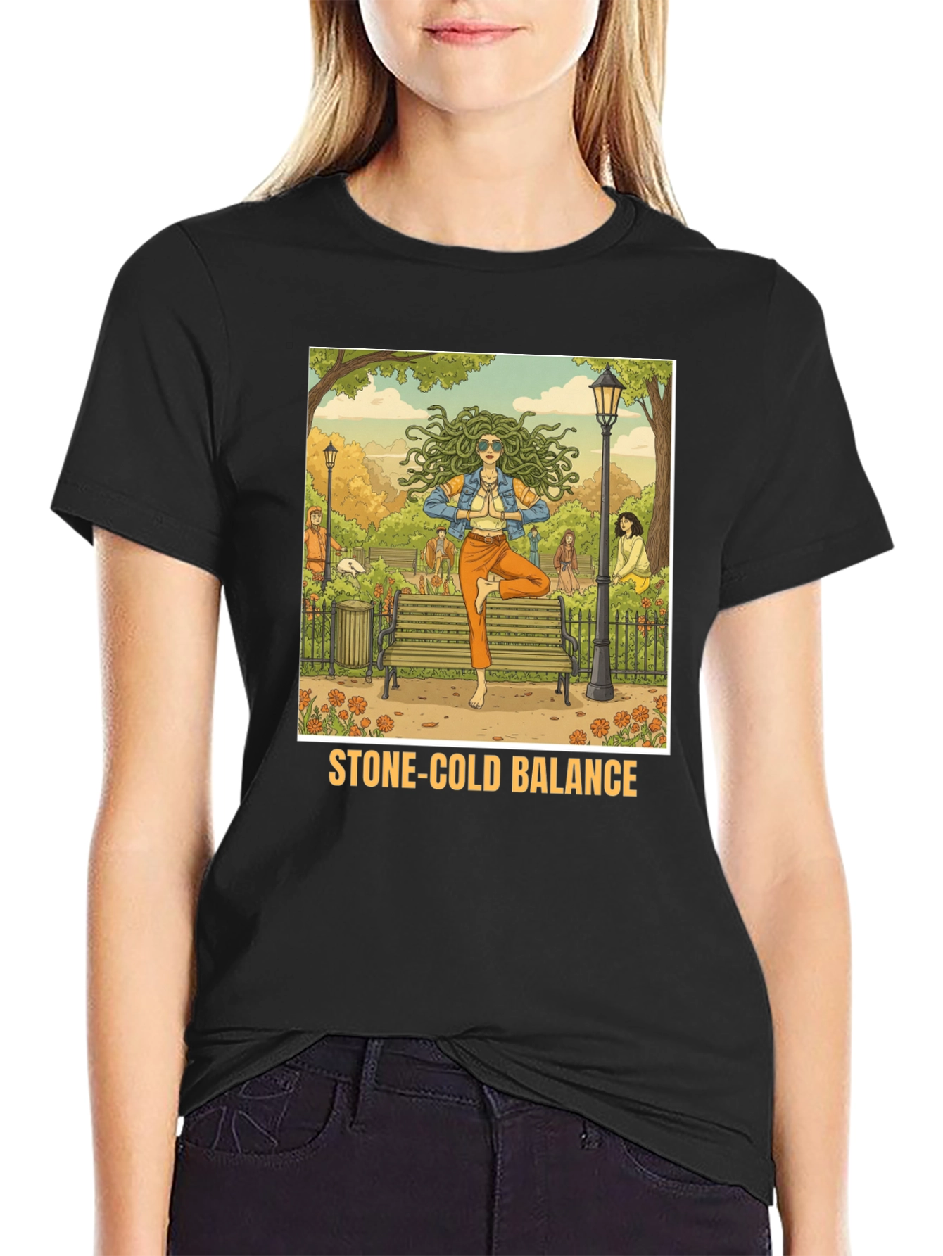 Stone-Cold Balance T-Shirt: Medusa Yoga Design