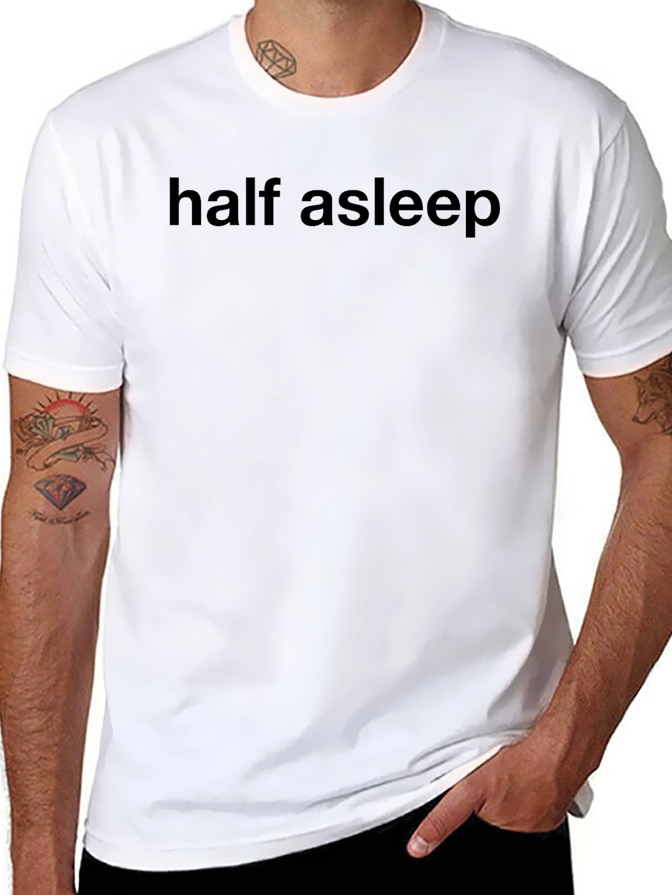 Half Asleep Black Graphic Tee - Casual Comfort
