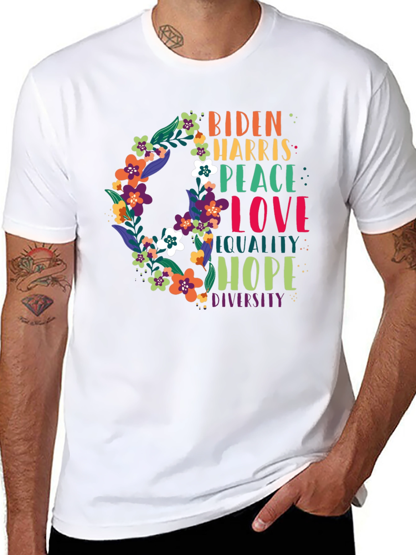 Biden Harris Peace Love Equality T-Shirt