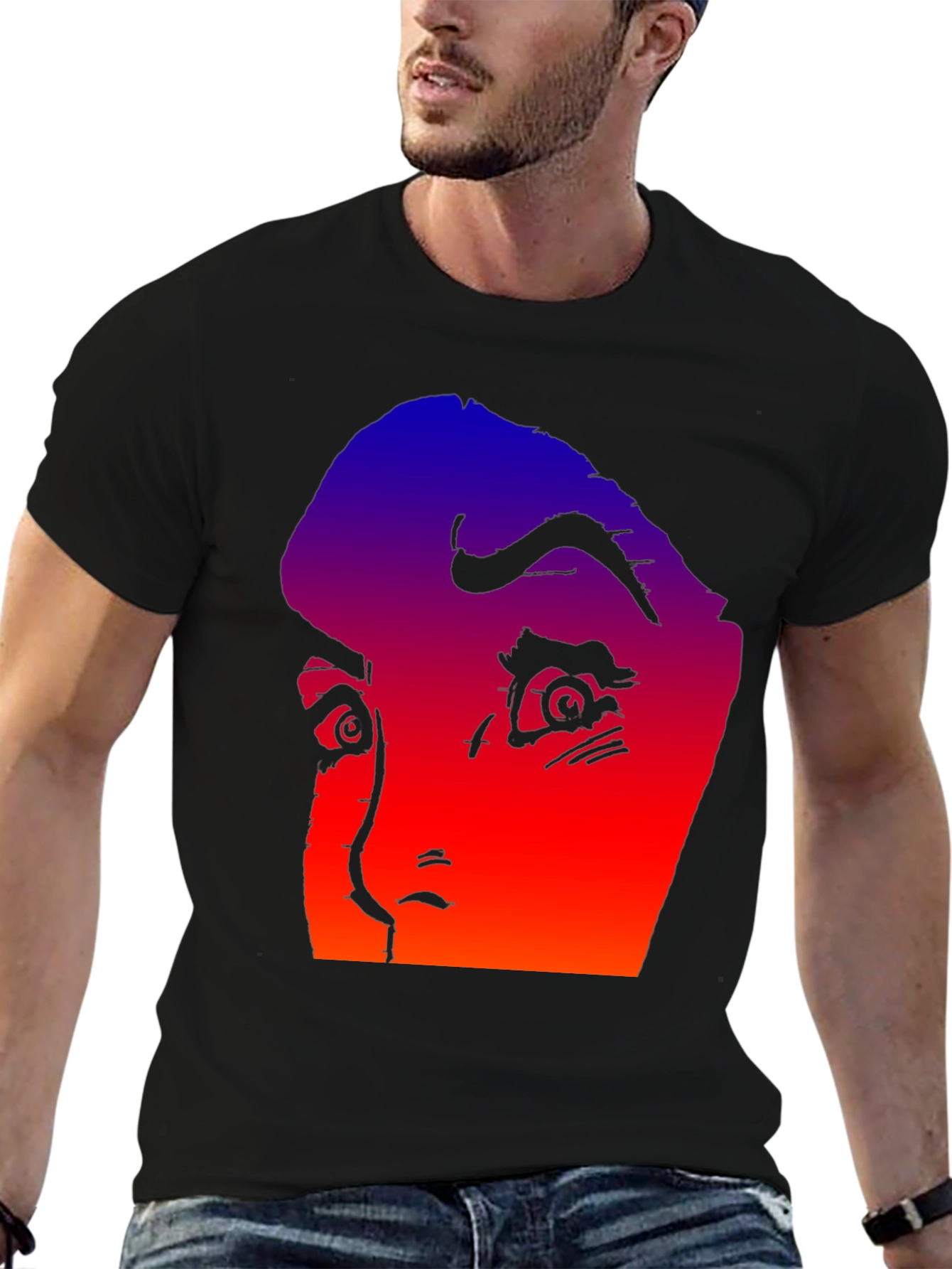 Gradient Horror Face Graphic Tee