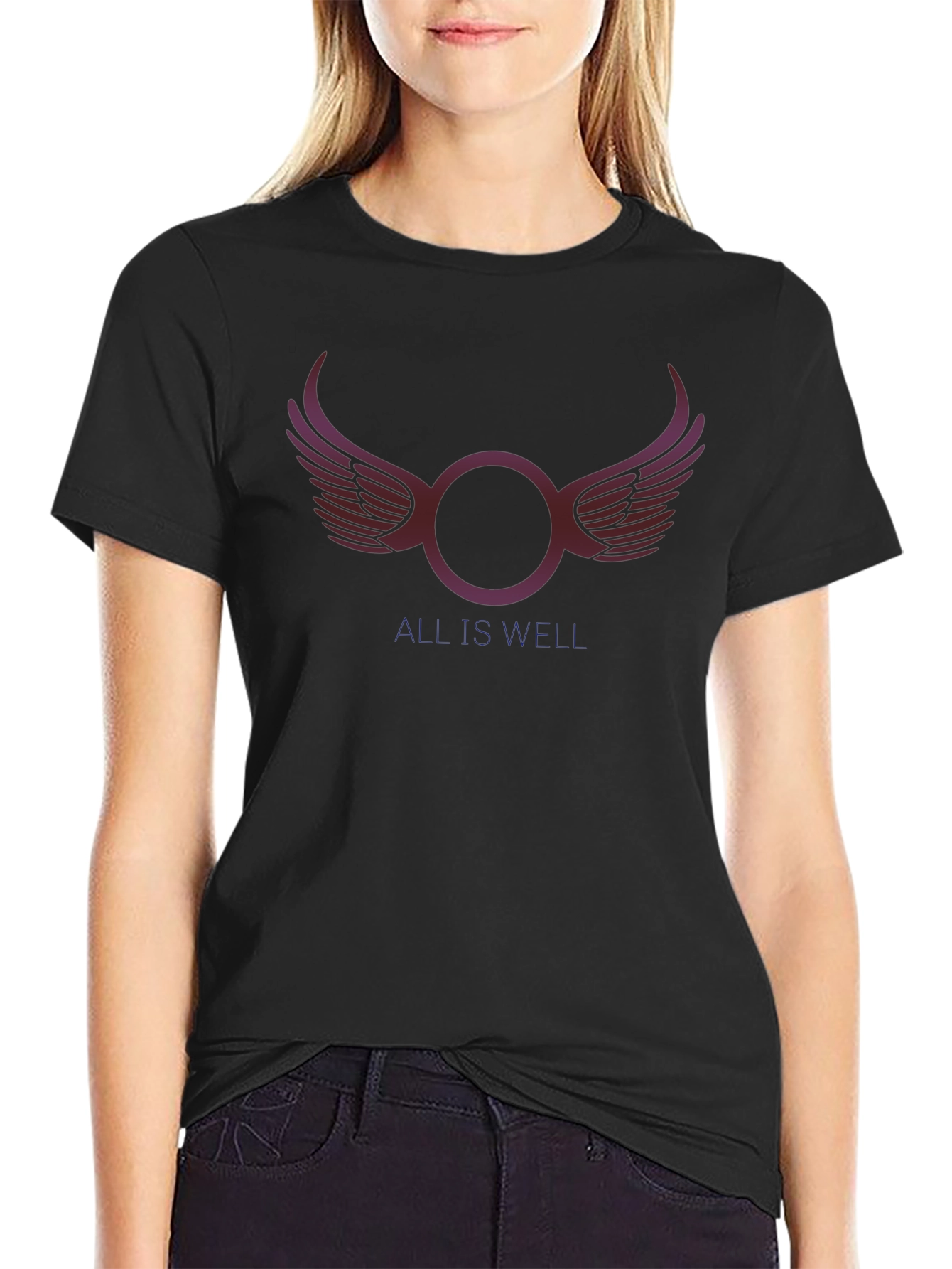 All Is Well Graphic Print Black T-Shirt