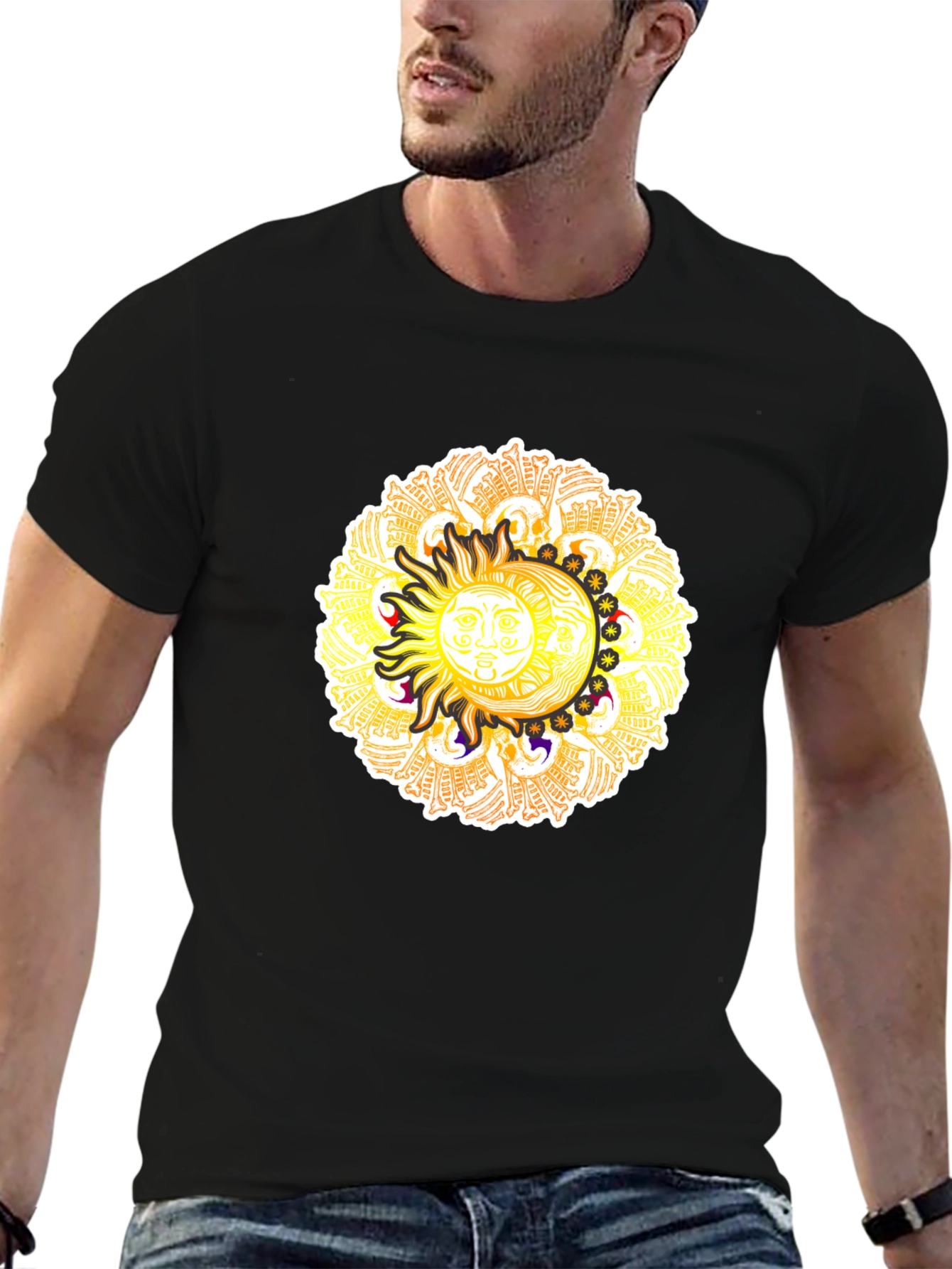 Celestial Sun & Moon Graphic T-Shirt