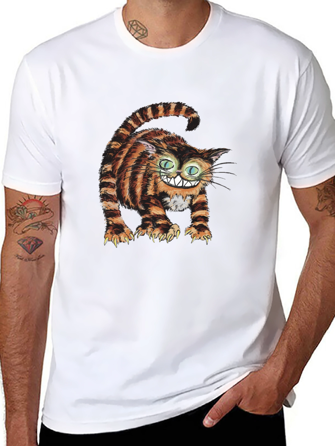 Cheshire Cat Graphic Tee - Mens Black T-Shirt
