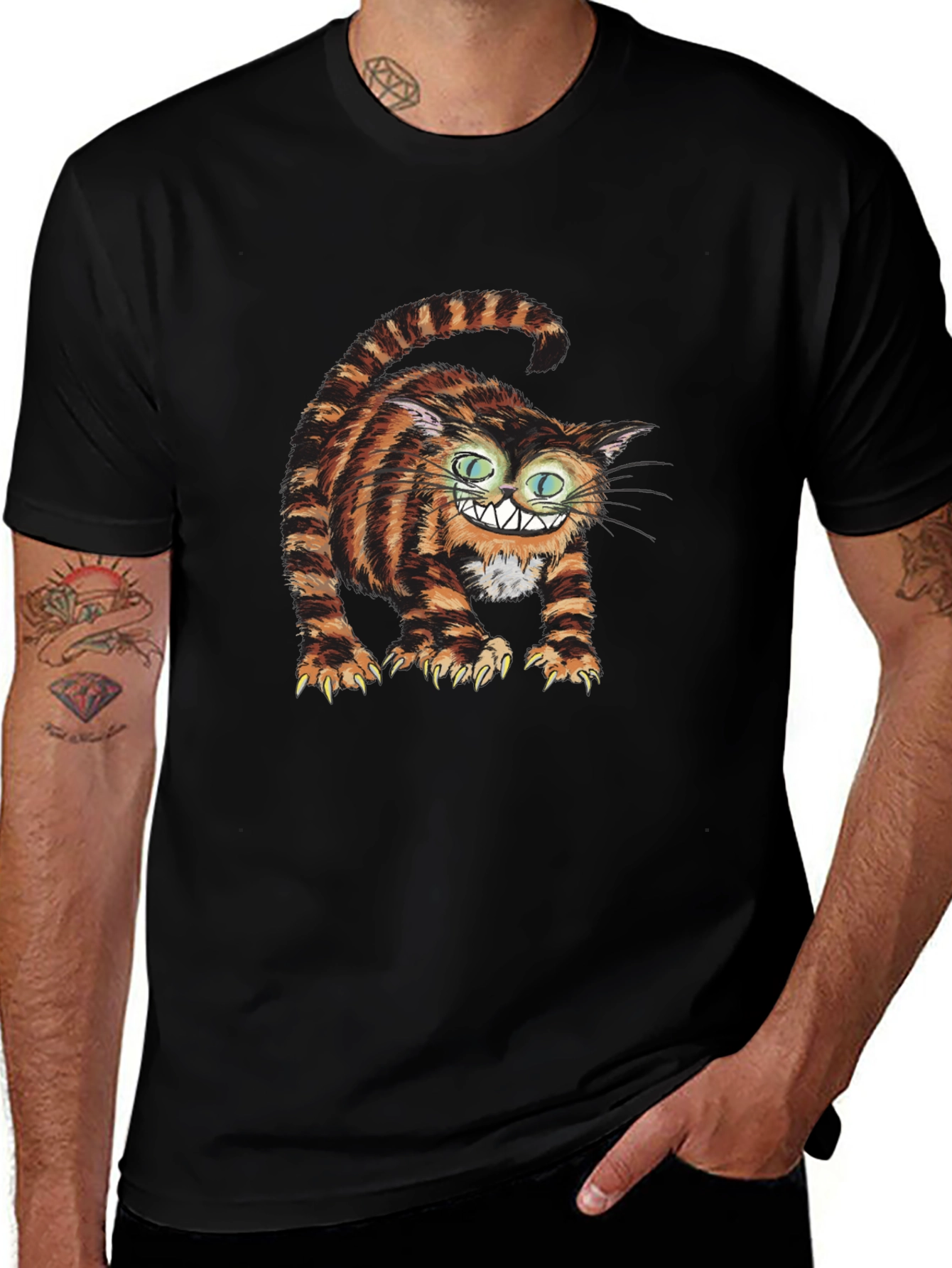 Cheshire Cat Graphic Tee - Mens Black T-Shirt