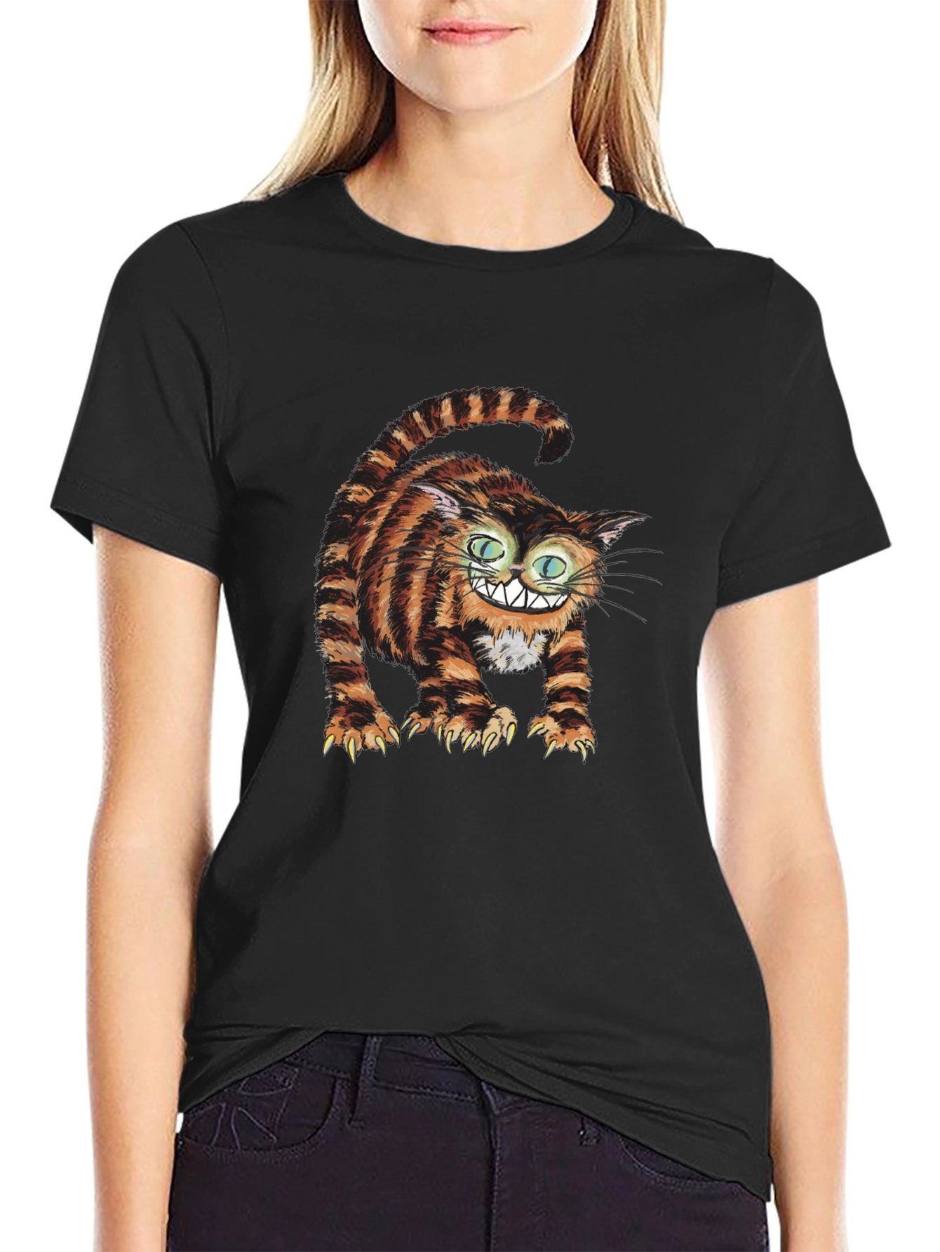 Cheshire Cat Graphic Tee - Mens Black T-Shirt