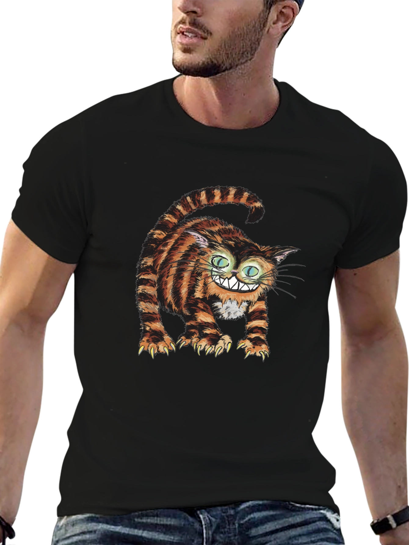 Cheshire Cat Graphic Tee - Mens Black T-Shirt