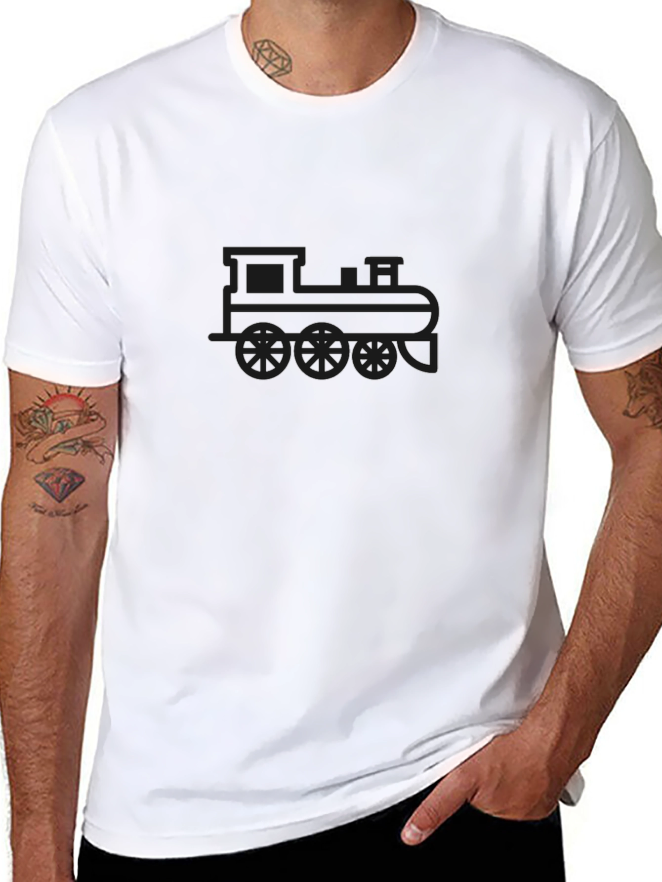 Train Graphic Tee - Black Cotton