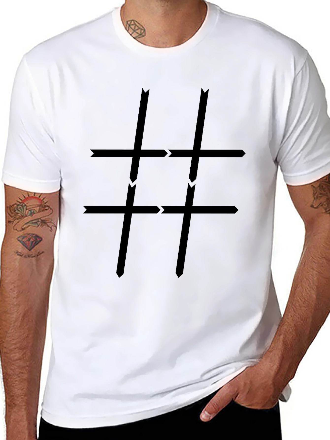 Geometric Arrow Tic-Tac-Toe Design Tee