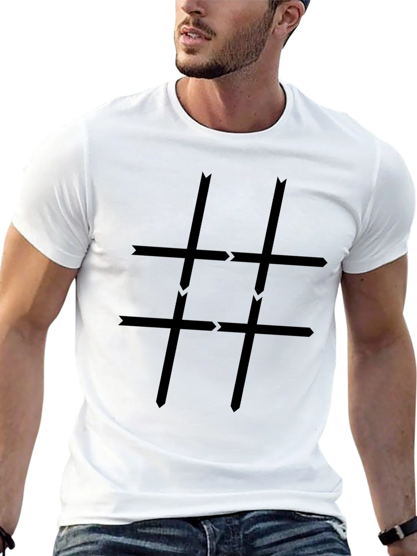 Geometric Arrow Tic-Tac-Toe Design Tee