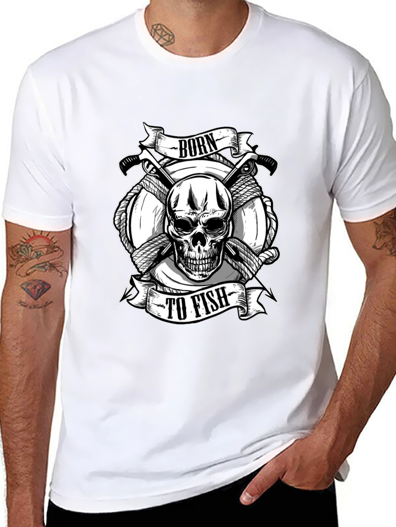 Born to Fish Skull Graphic Tee