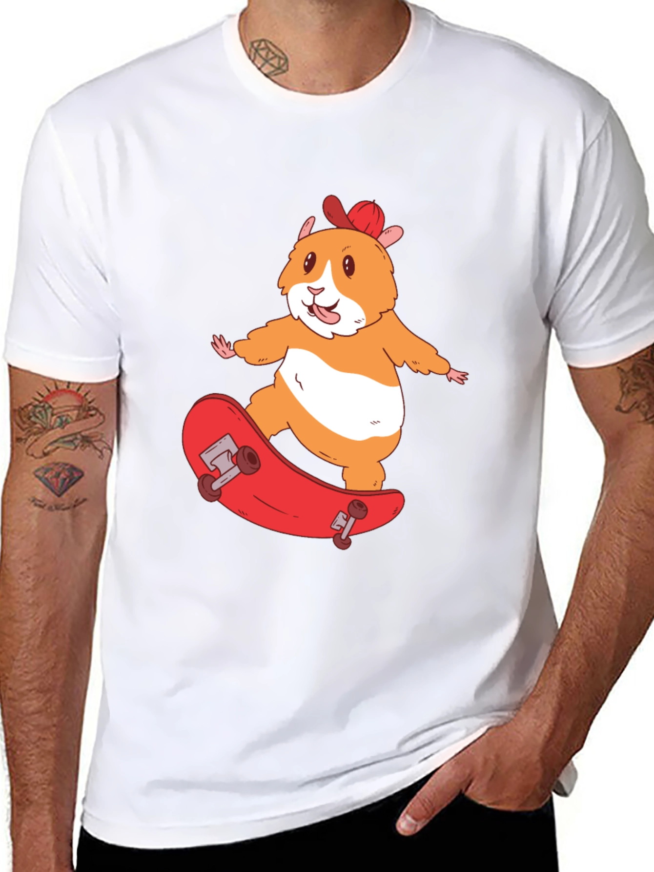 Skateboarding Hamster T-Shirt - Cool Animal Graphic Tee