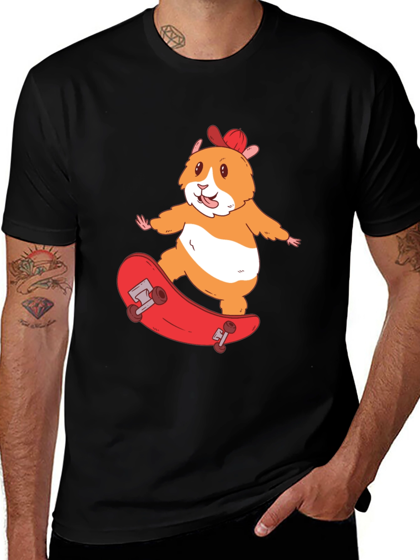 Skateboarding Hamster T-Shirt - Cool Animal Graphic Tee