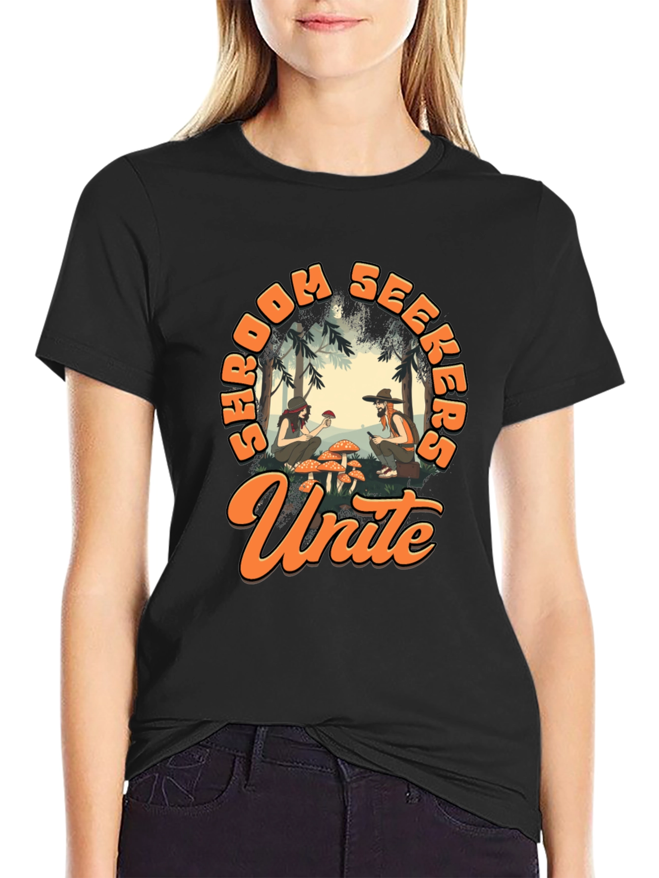 Shroom Seekers Unite T-Shirt - Black Graphic Tee
