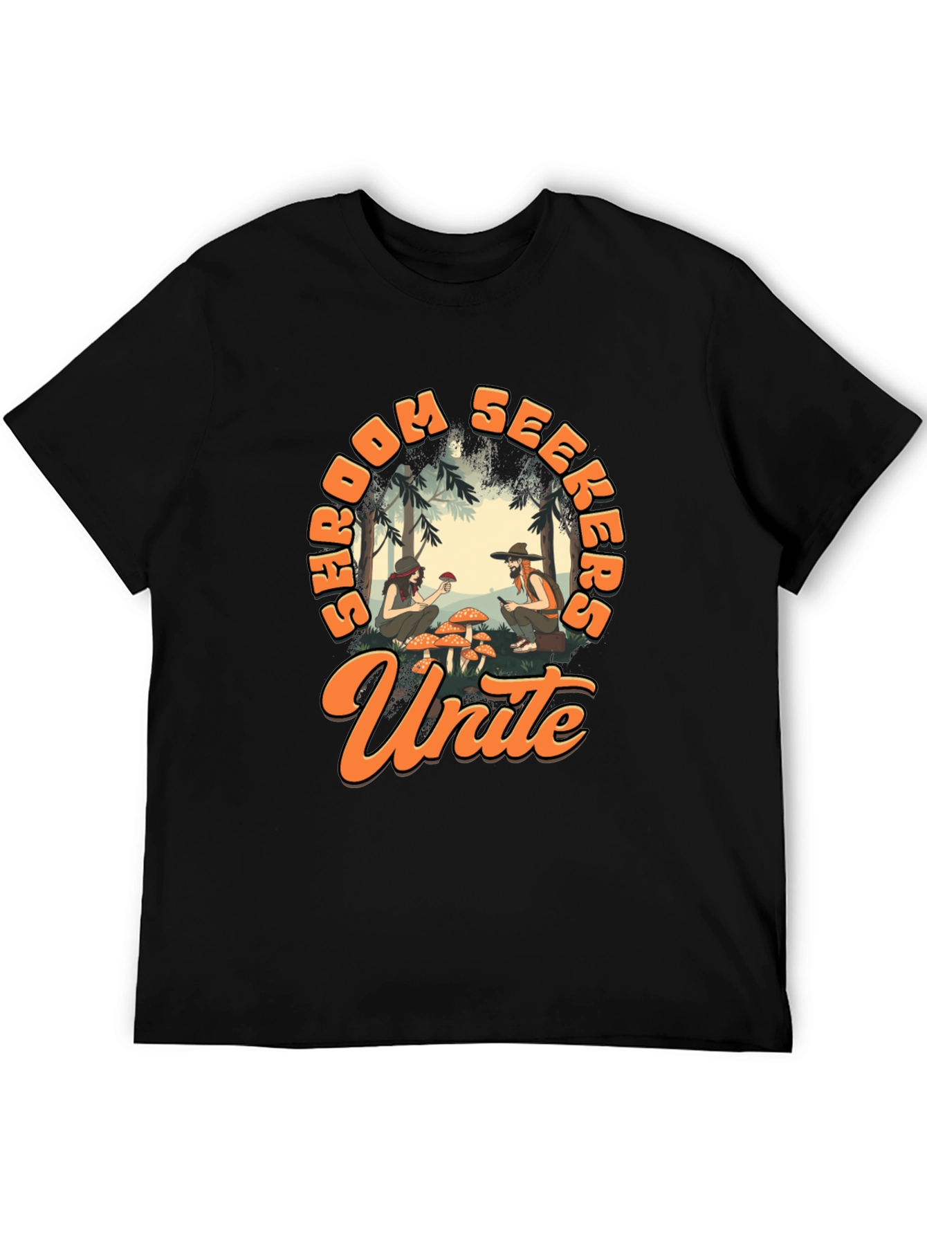 Shroom Seekers Unite T-Shirt - Black Graphic Tee