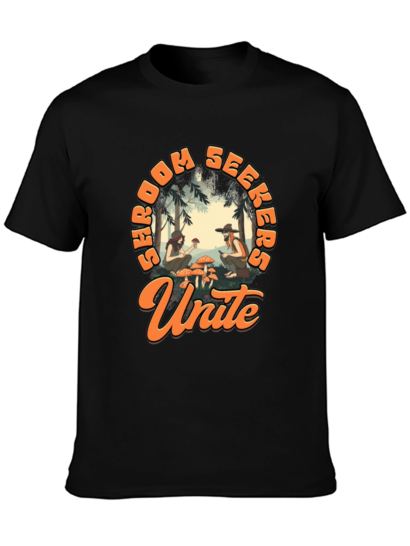 Shroom Seekers Unite T-Shirt - Black Graphic Tee