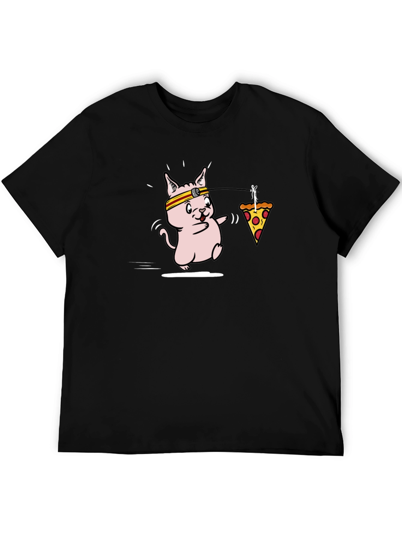 Funny Running Cat Pizza T-Shirt