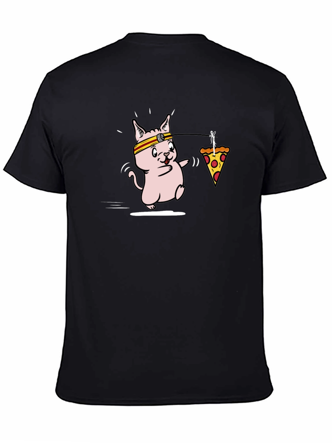 Funny Running Cat Pizza T-Shirt