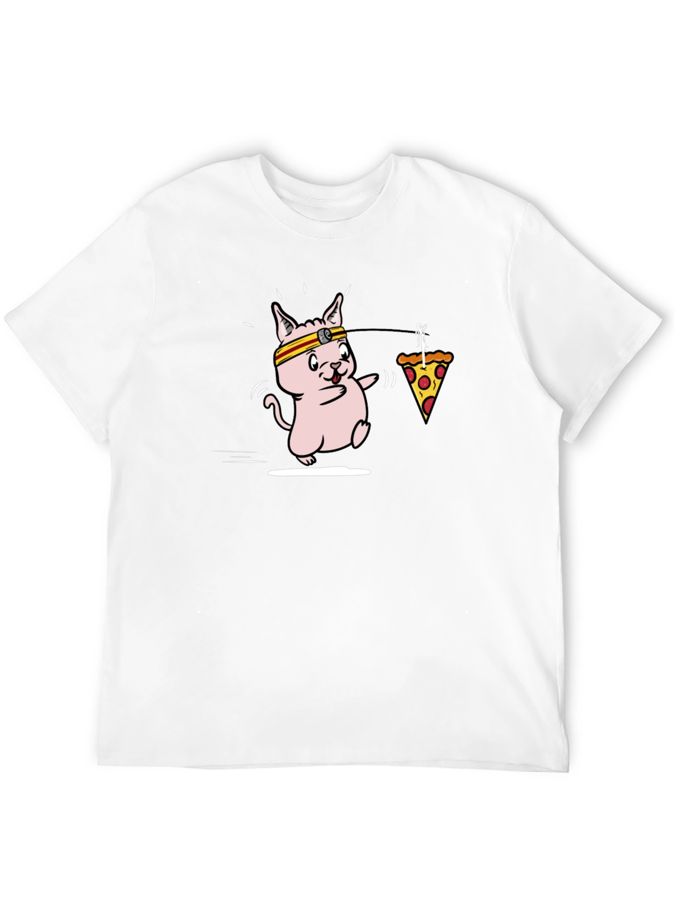 Funny Running Cat Pizza T-Shirt