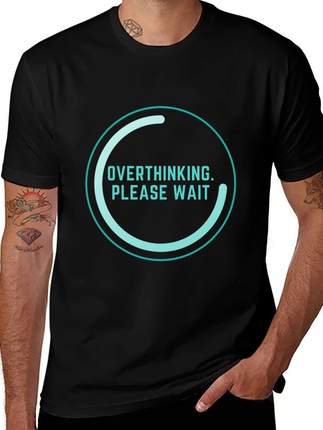 Overthinking Please Wait Funny Graphic T-Shirt