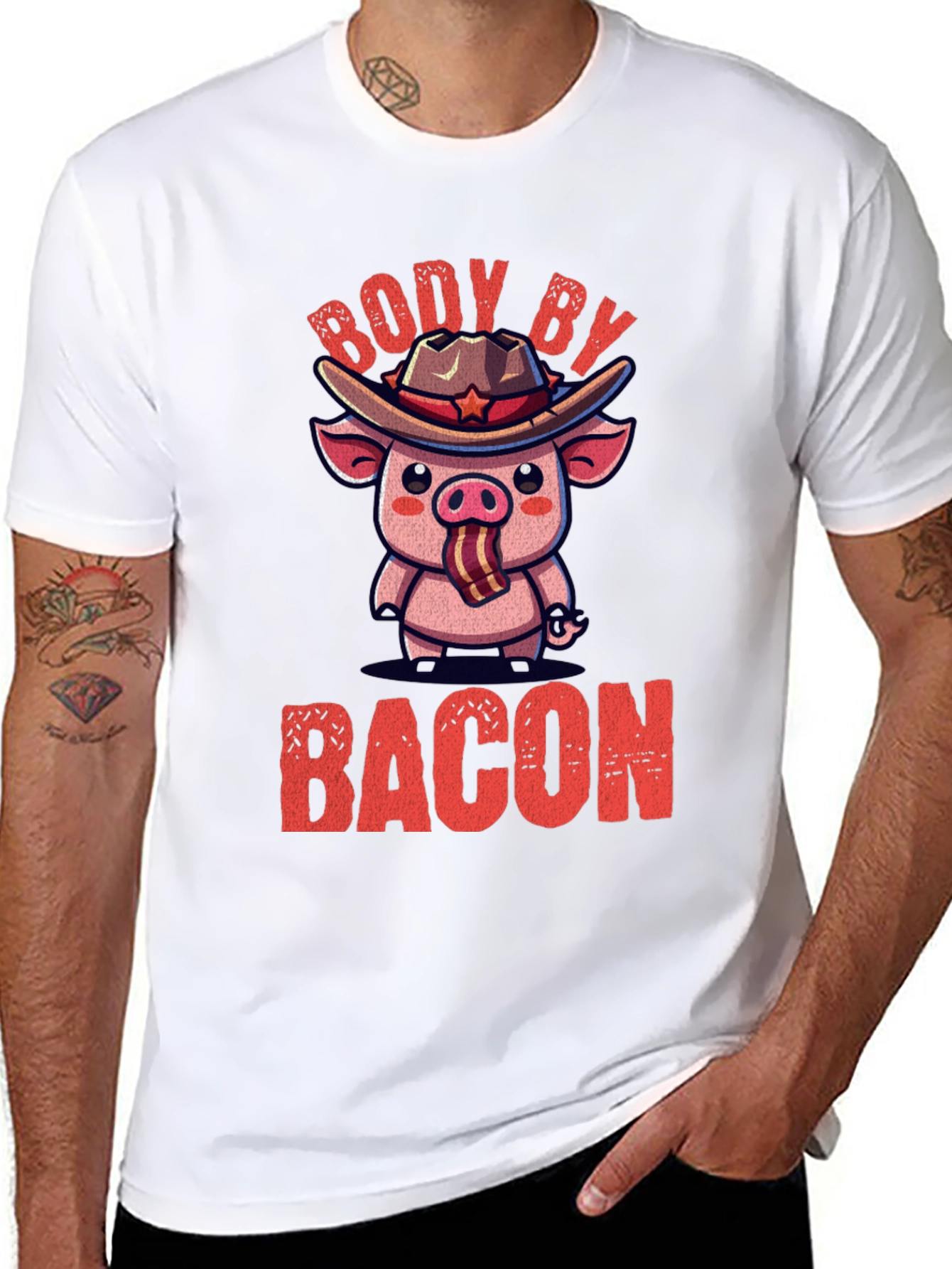 Body By Bacon Pig Graphic T-Shirt