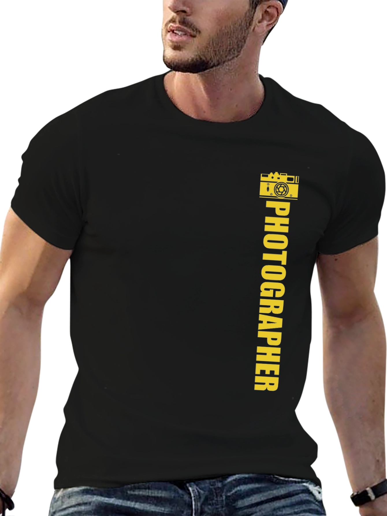 Photographer Graphic Tee - Black Cotton T-Shirt
