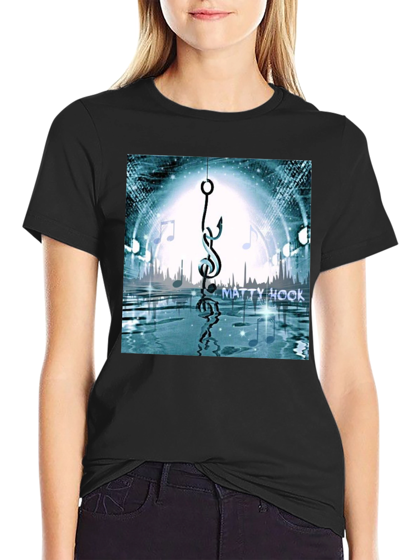 Matty Hook Music Graphic T-Shirt - Black Cotton Blend