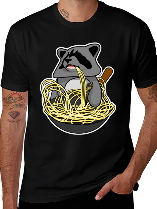 Raccoon Spaghetti Graphic T-Shirt - Funny Animal Tee