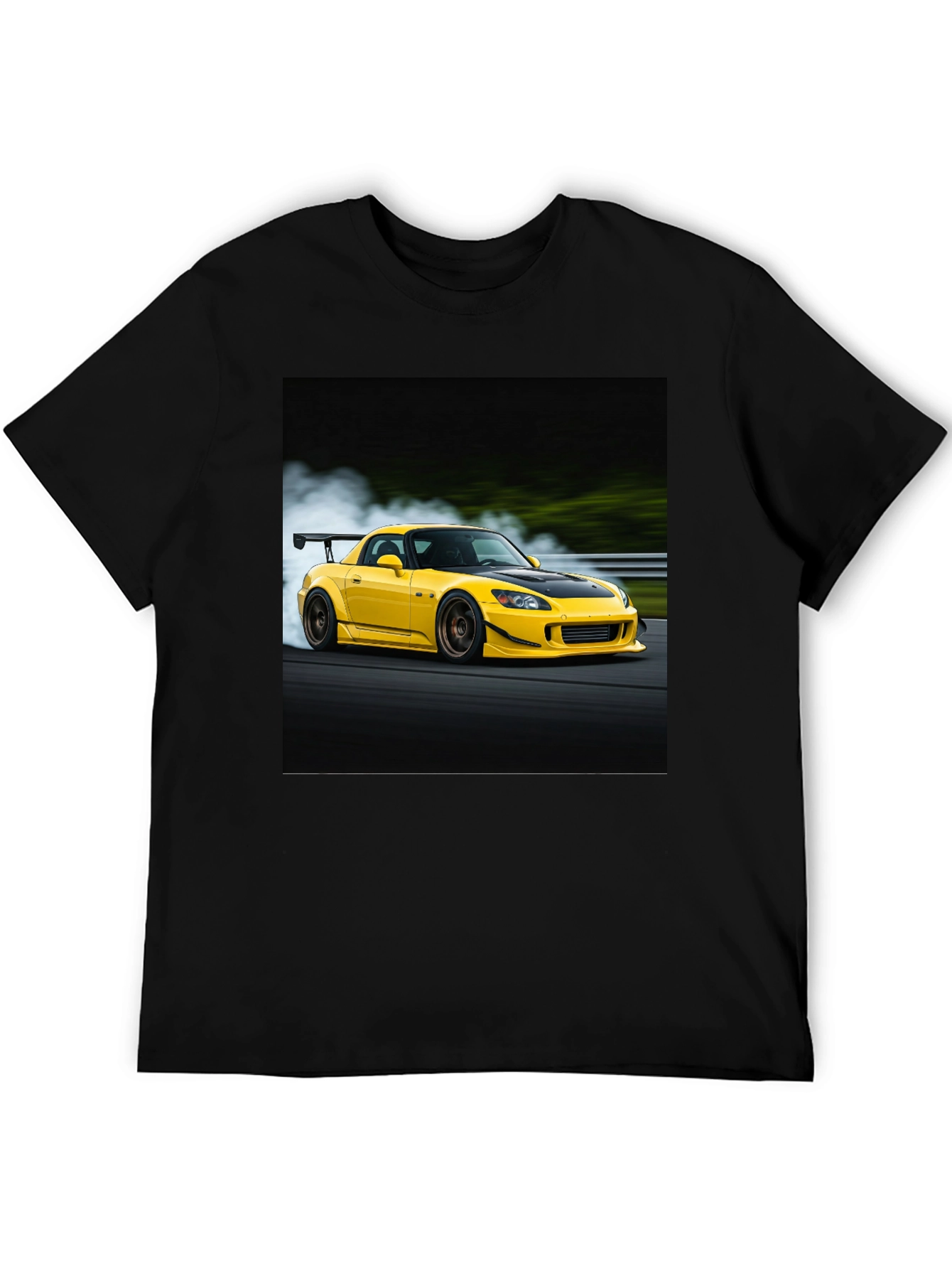Yellow Car Graphic Tee - Black Cotton Blend
