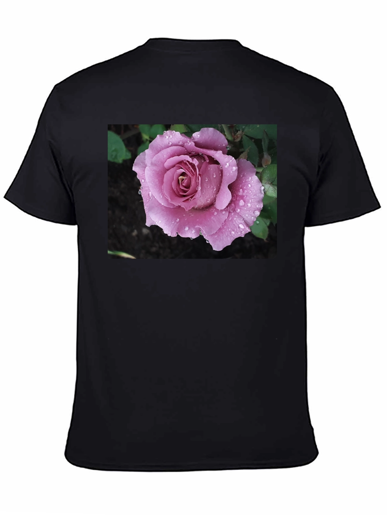 Rose Graphic T-Shirt Black Cotton Blend