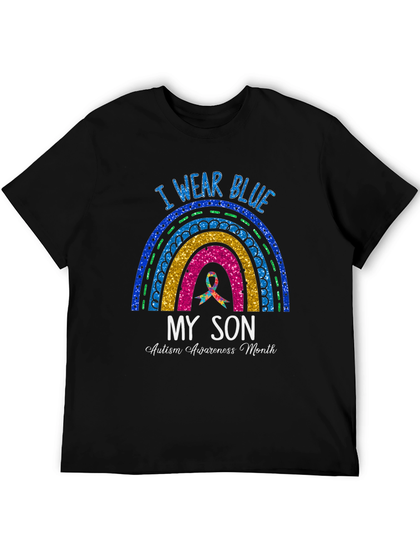 I Wear Blue My Son Autism Awareness Month T-Shirt