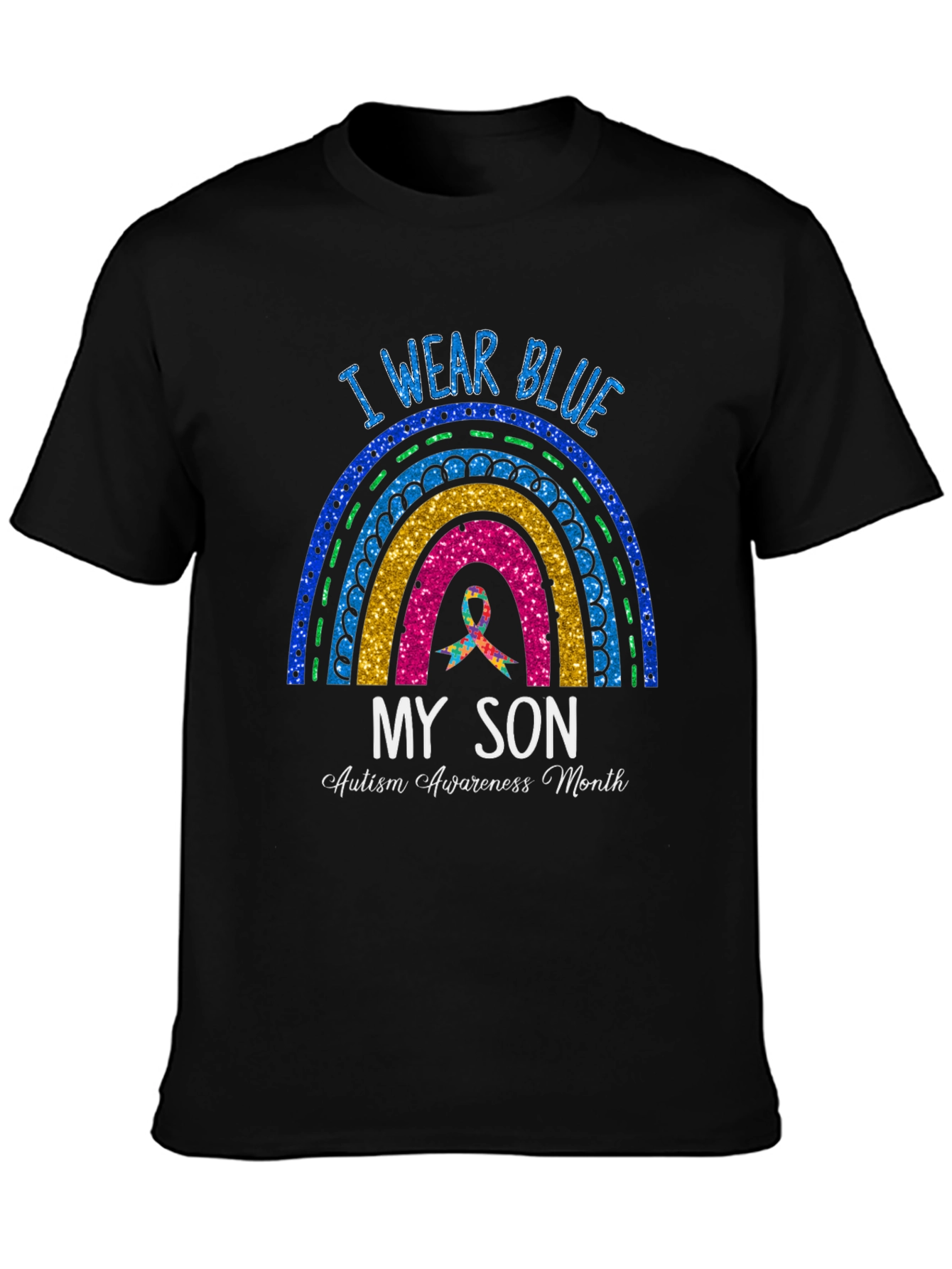 I Wear Blue My Son Autism Awareness Month T-Shirt