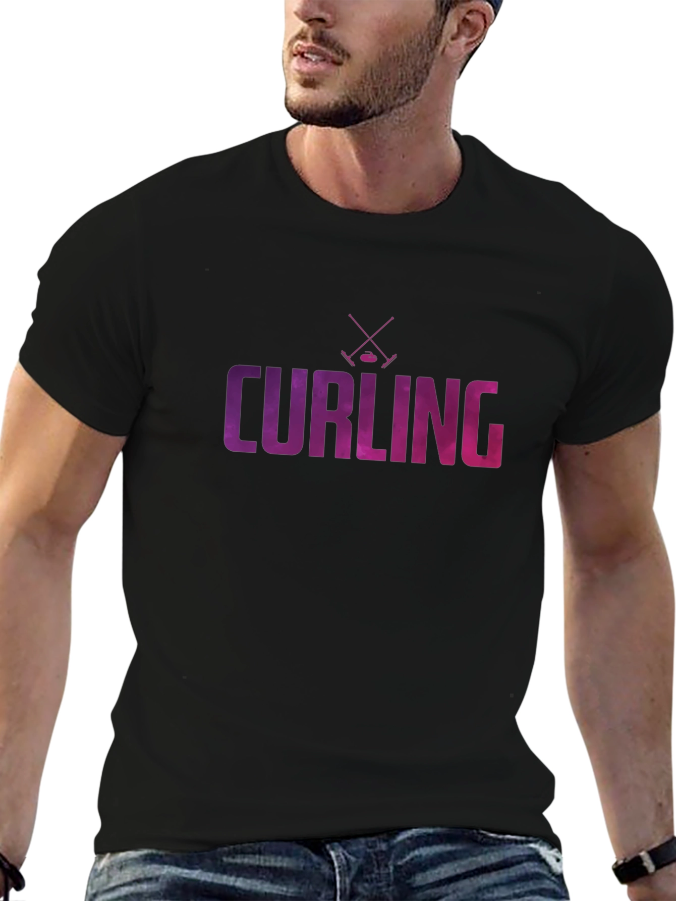Curling Graphic Print T-Shirt