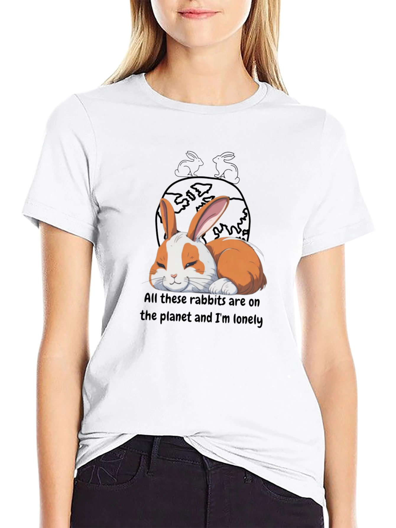 Lonely Rabbit Graphic T-Shirt