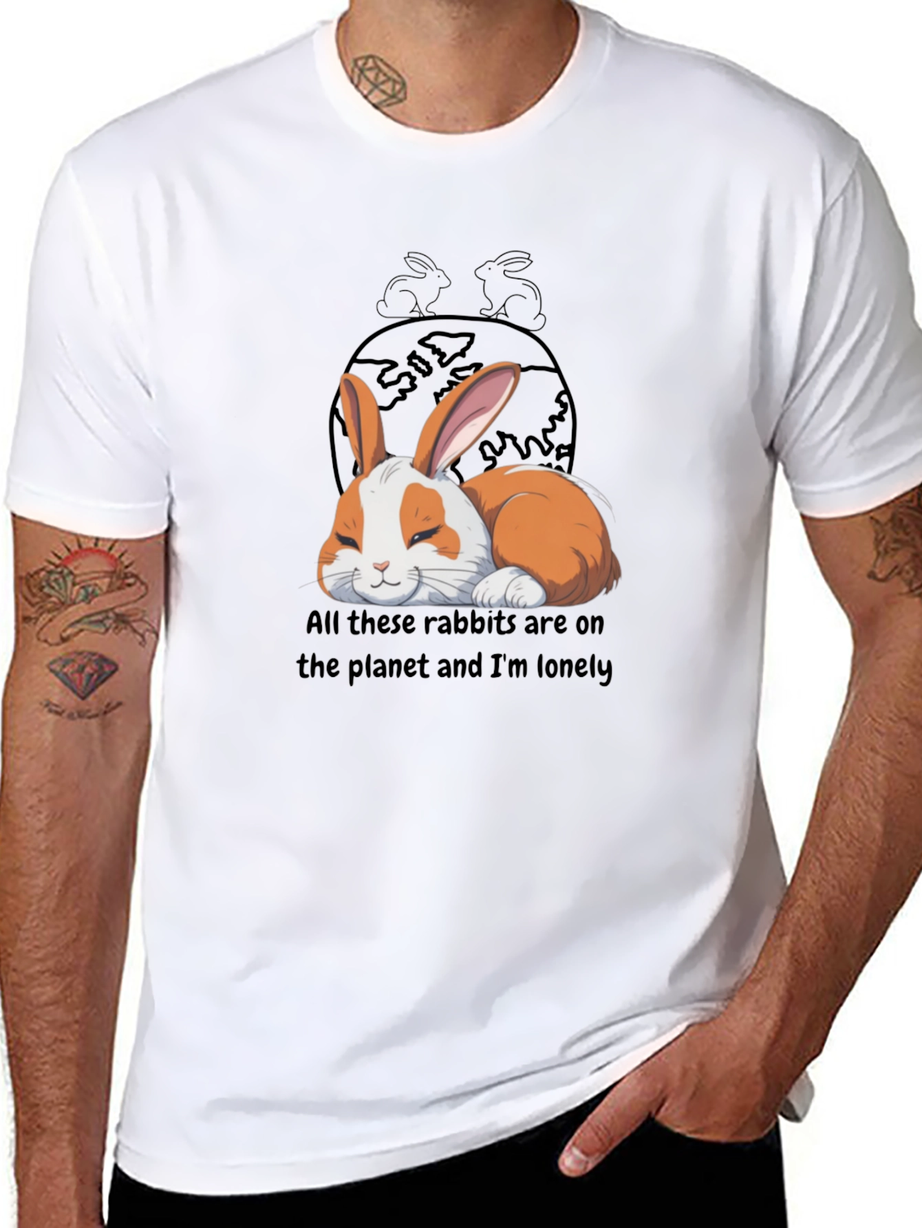 Lonely Rabbit Graphic T-Shirt