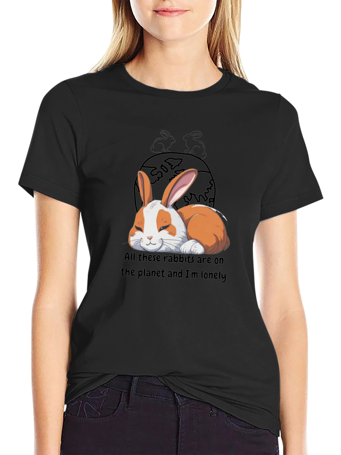 Lonely Rabbit Graphic T-Shirt