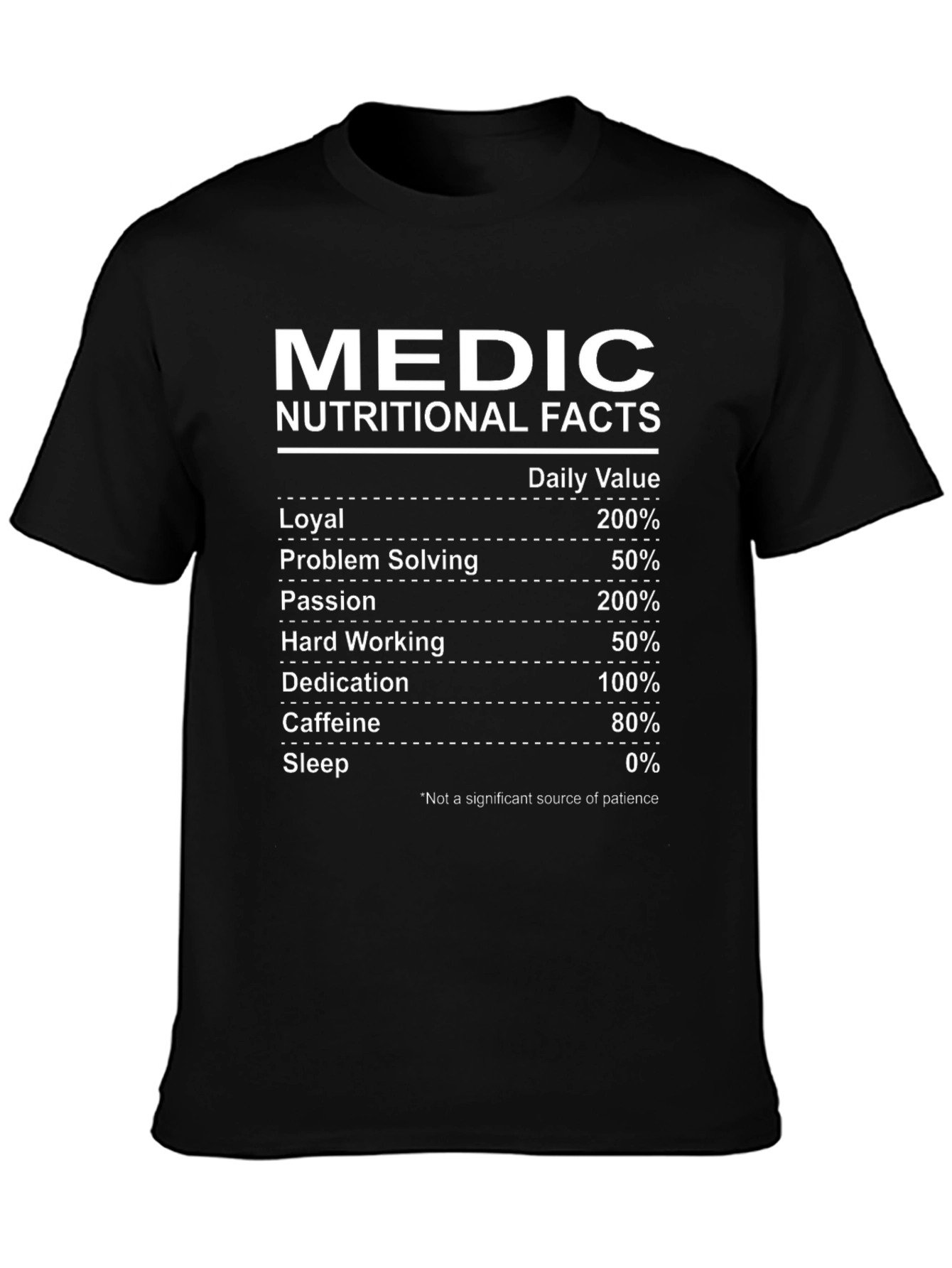 Medic Nutritional Facts Graphic T-Shirt