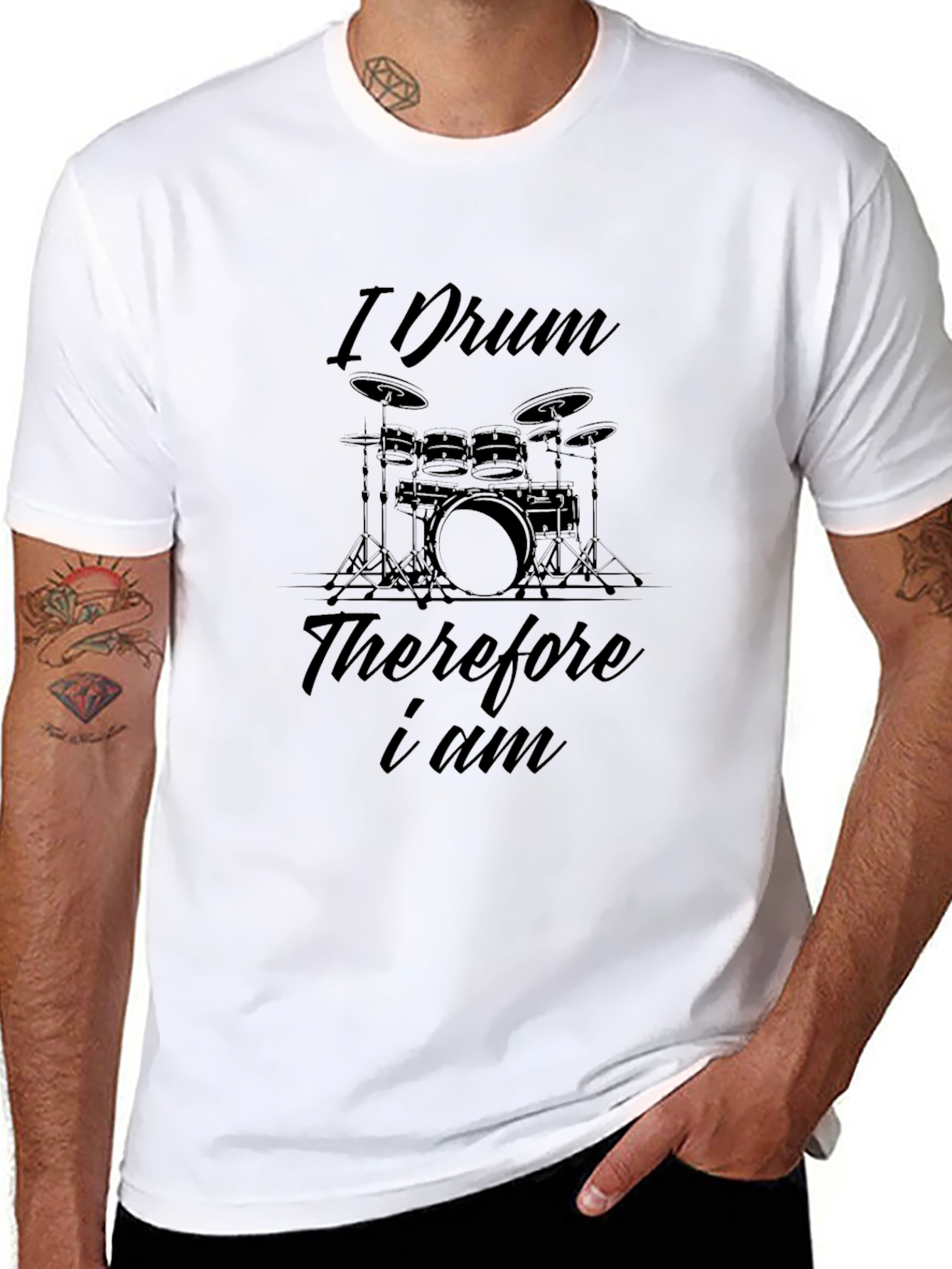 I Drum Therefore I Am Black T-Shirt