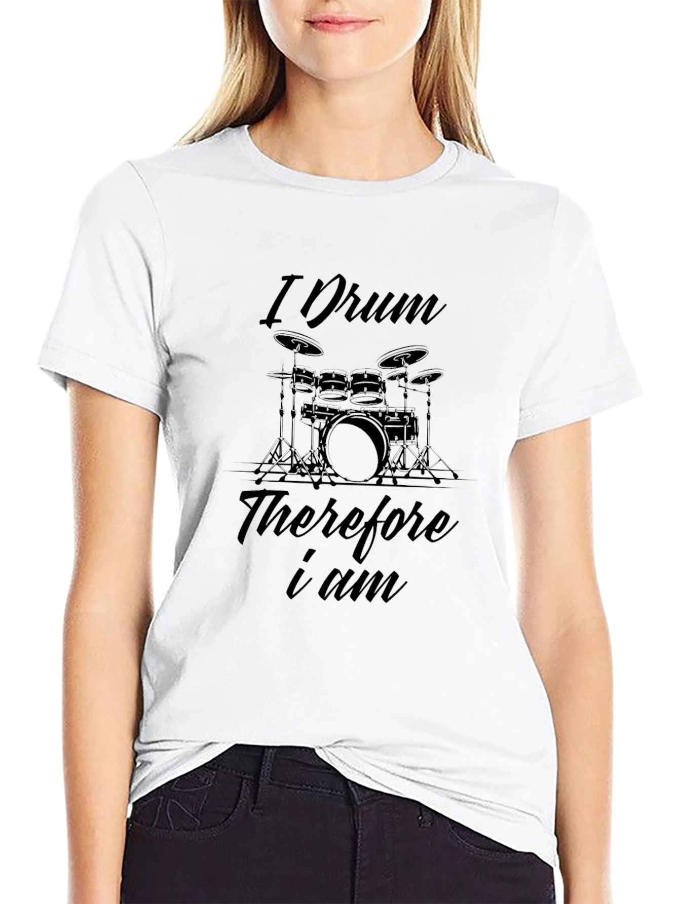 I Drum Therefore I Am Black T-Shirt