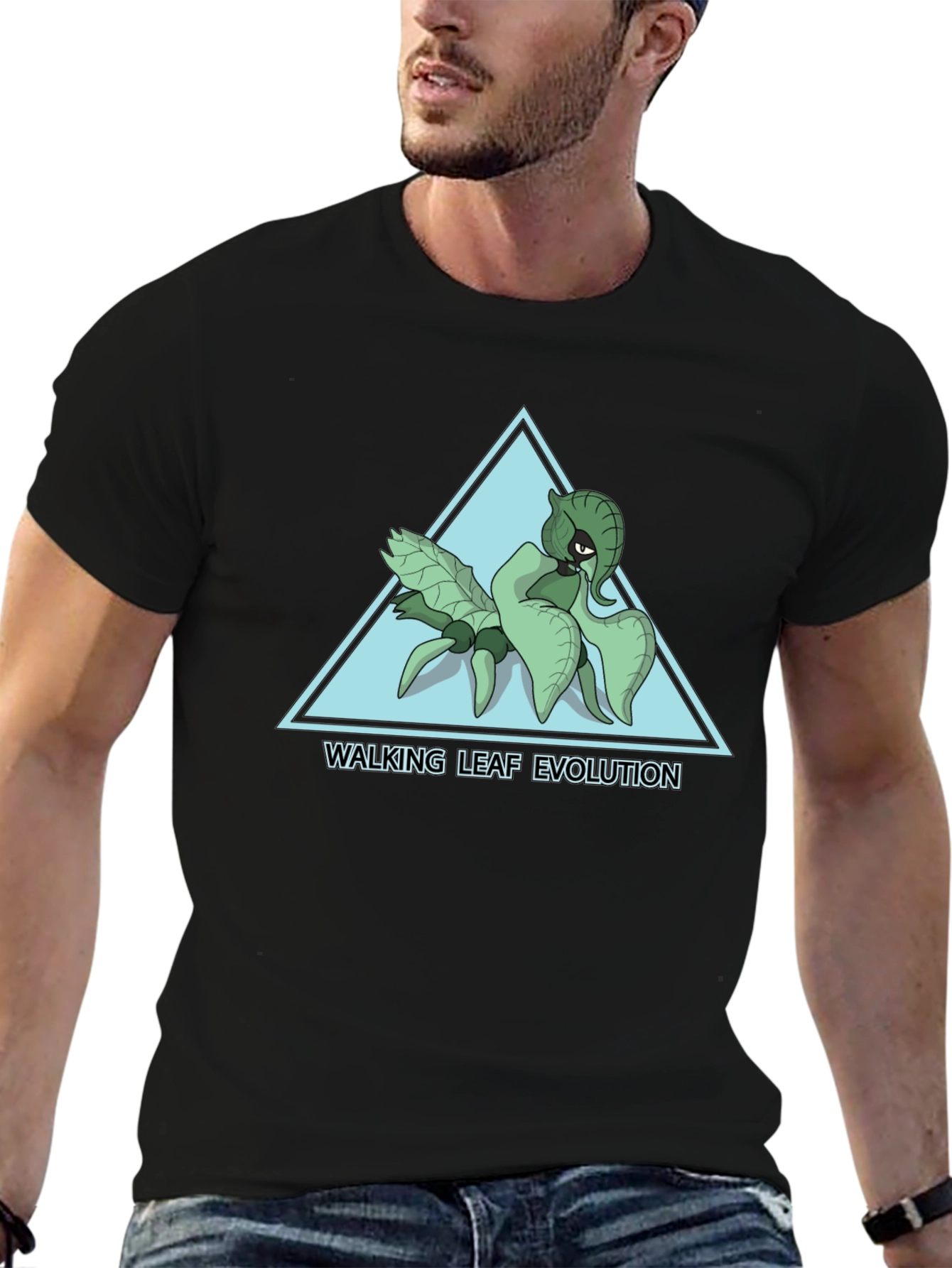 Walking Leaf Evolution T-Shirt - Black Cotton Tee