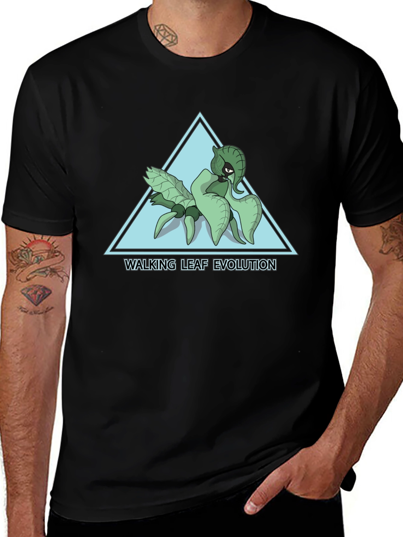 Walking Leaf Evolution T-Shirt - Black Cotton Tee