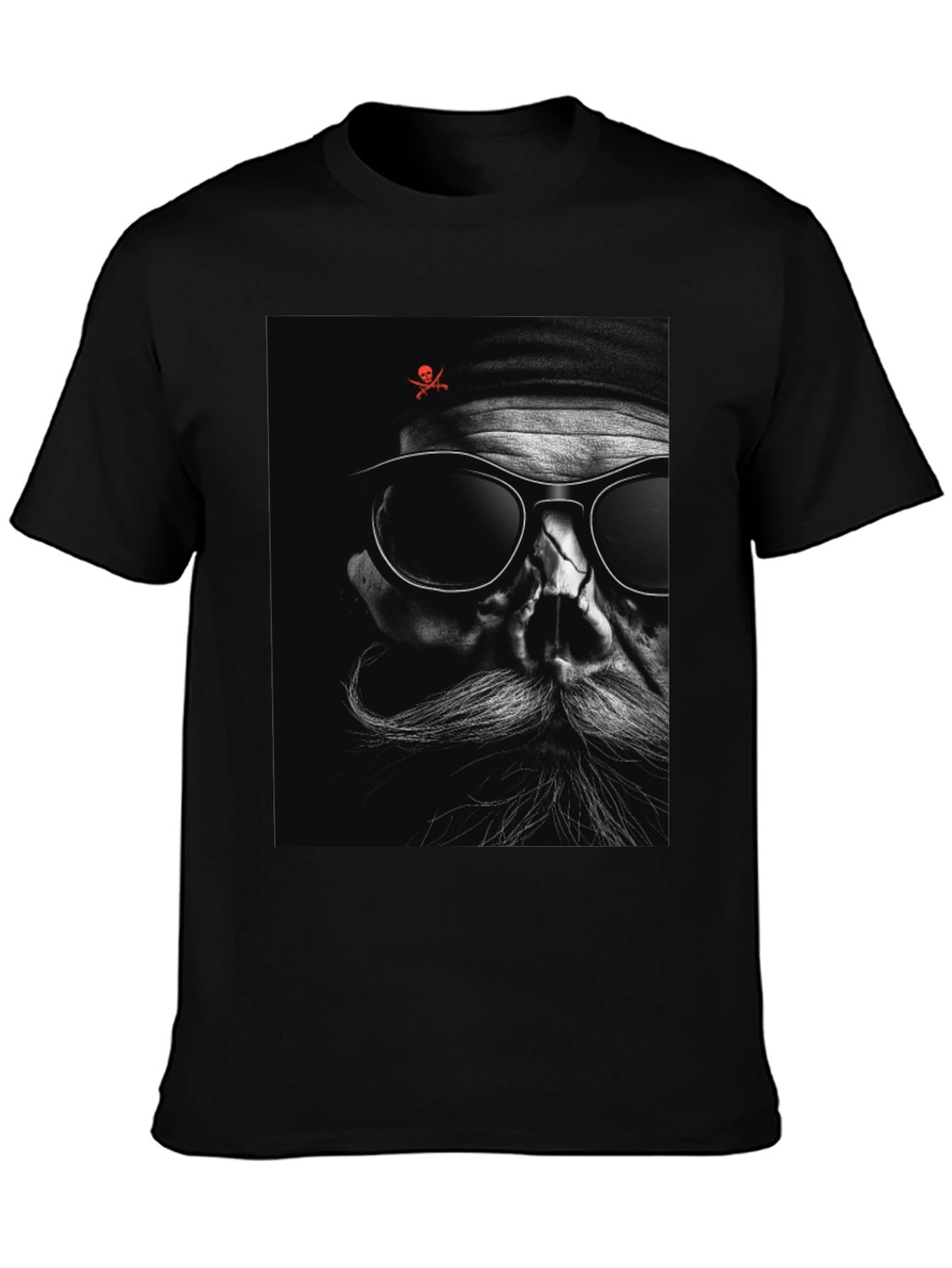 Cool Skull Pirate Graphic Print Black T-Shirt