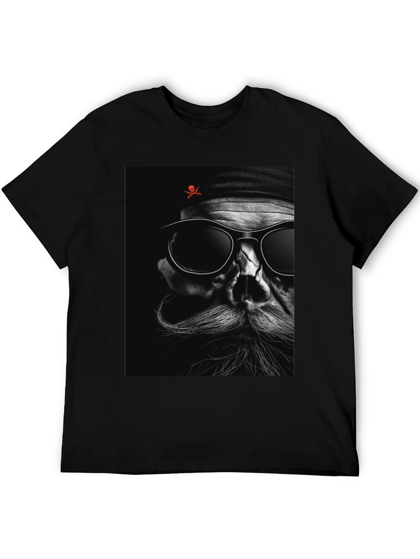 Cool Skull Pirate Graphic Print Black T-Shirt