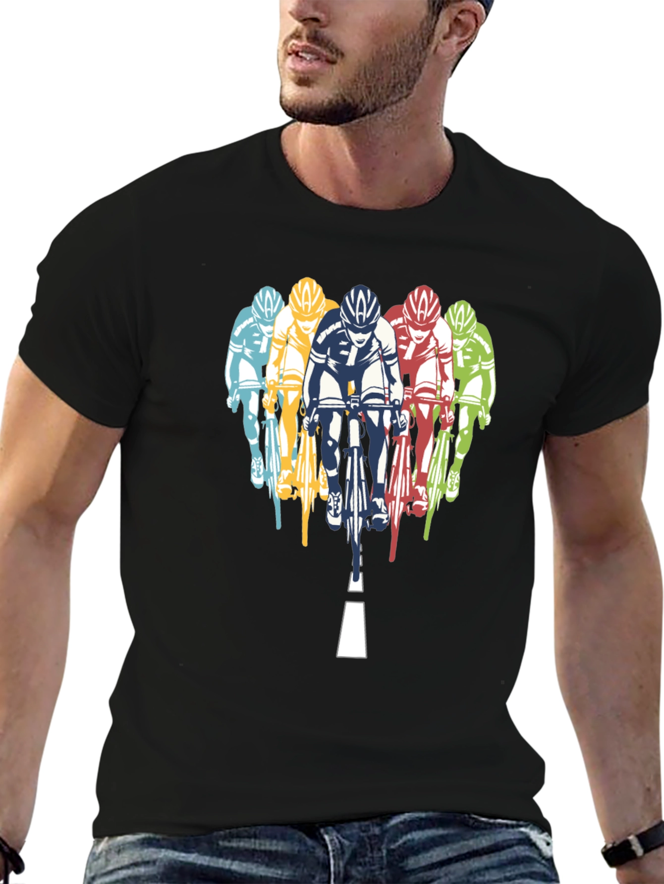 Cycling Team Graphic T-Shirt - Black